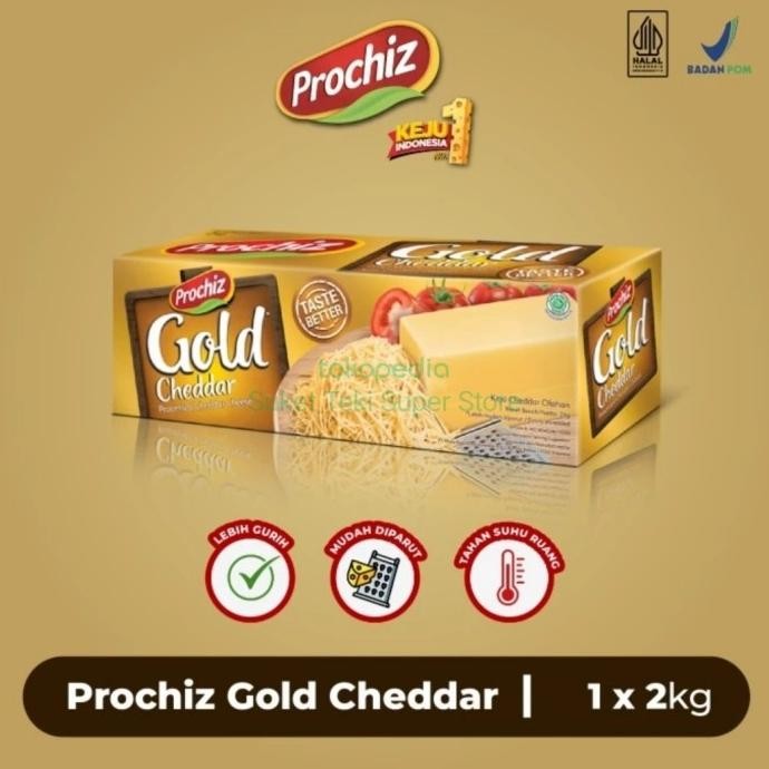 

Prochiz Gold 2kg Keju Cheddar Blok READY GOSEND Only TA