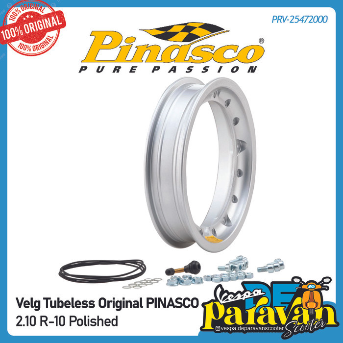 Velg Tubeless Vespa Modular 2.10 x 10 Polished Original PINASCO Italy