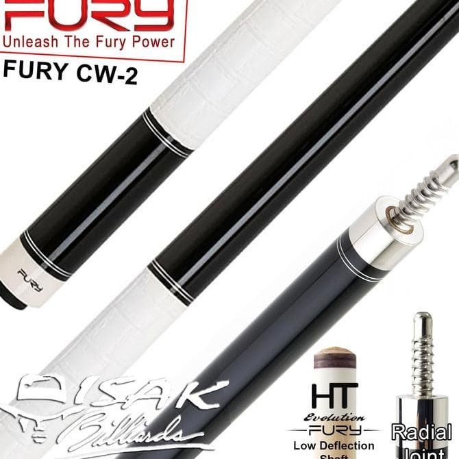 FURY CW-2 CUE - LEATHER WRAP - BILLIARD STICK BILIAR LOW DEFLECTION CW