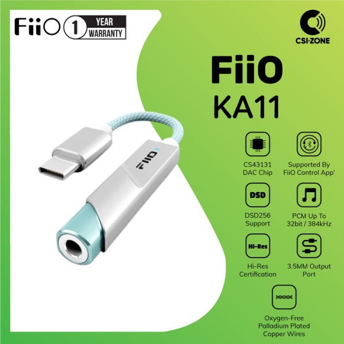 FIIO KA11 / KA-11 Portable DAC / AMP Type C Or Lightning to 3.5mm
