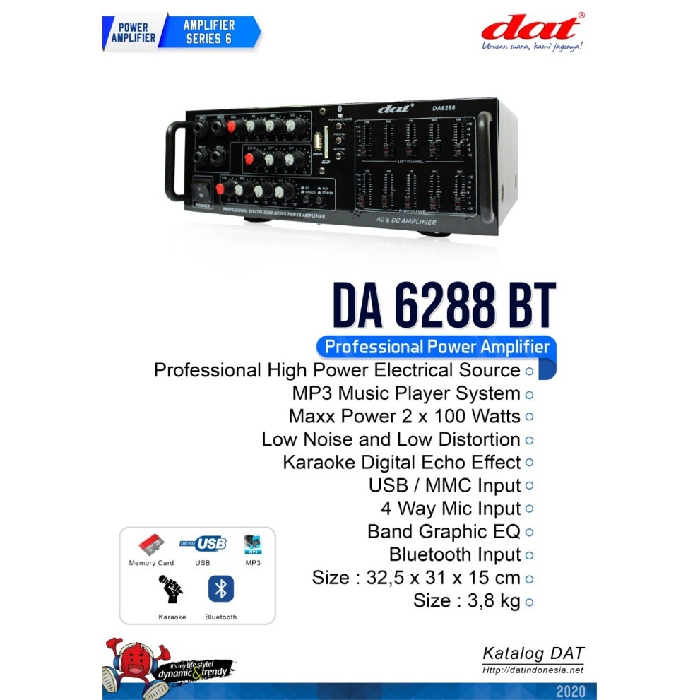 AMPLIFIER DAT DA 6288 AMPLI DAT DA6288 DAT 6288 USB BLUETOOTH