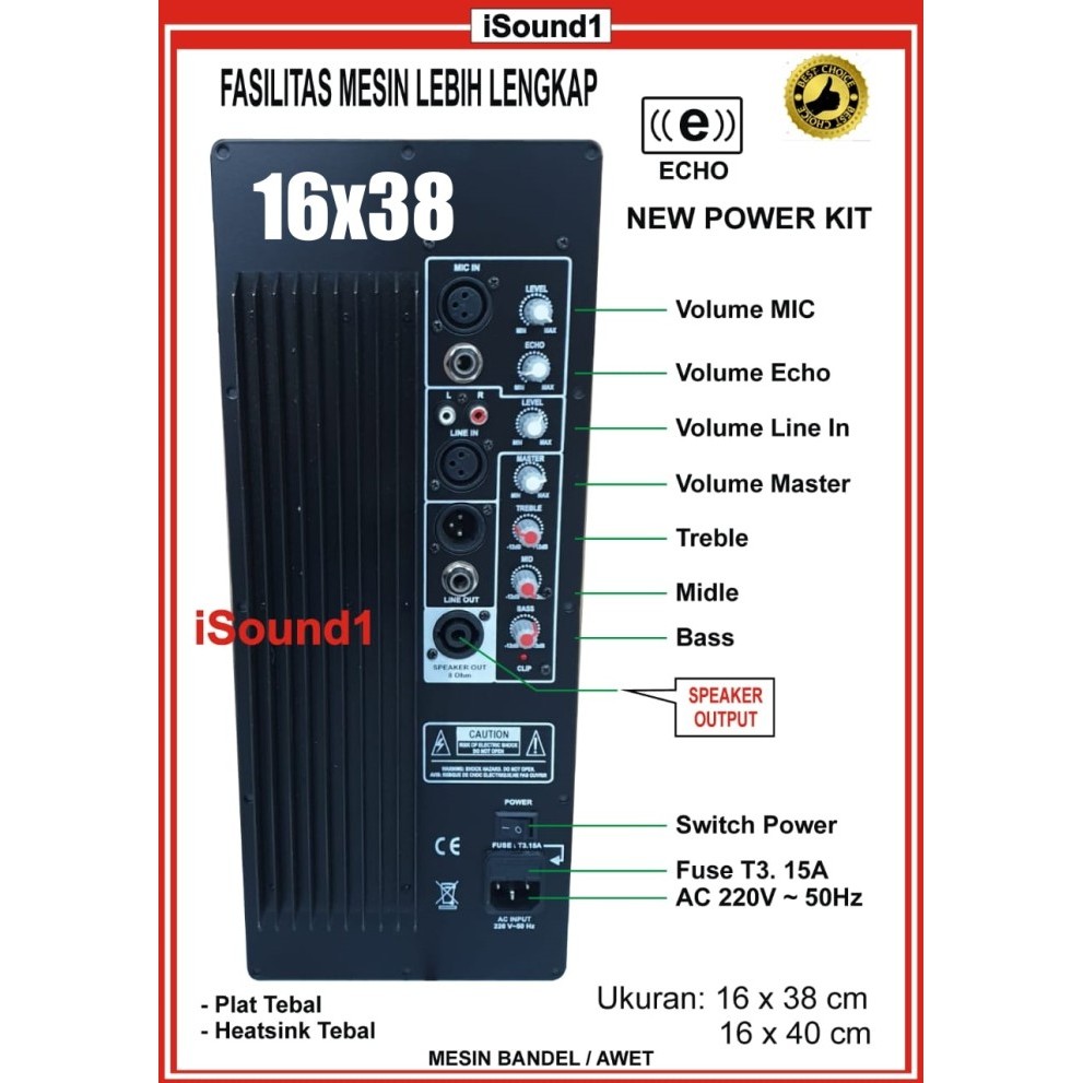 NEW POWER KIT MESIN KIT SPEAKER AKTIF 1000-1200 Watt 12 inch, 15 inch