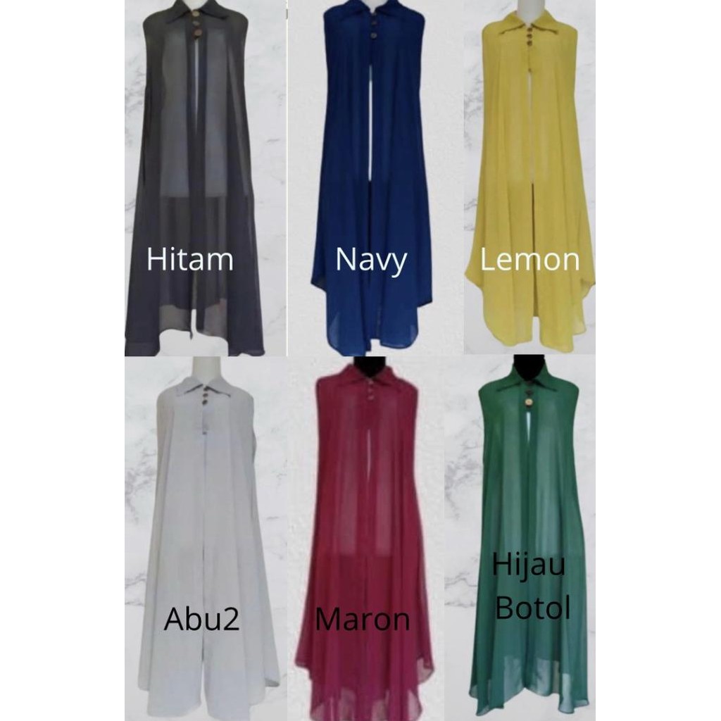 Terupdate Outer Ceruty Babydoll/Cardigan Tanpa Lengan/Rompi