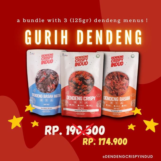 

Gurih Dendeng Indud Isi 3 - Dendeng Komplit Crispy - Basah - Matah