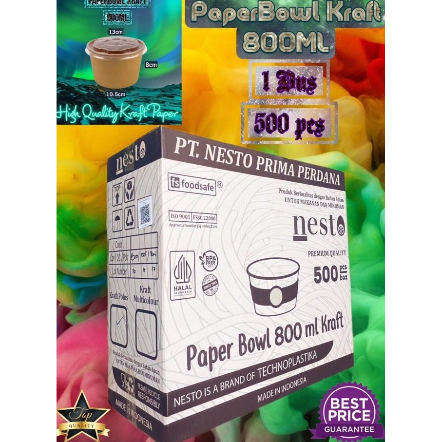PAPER BOWL COKLAT 800 ML / PAPER BOWL 800 ML / PAPER BOWL KRAFT 800 ML 2010T