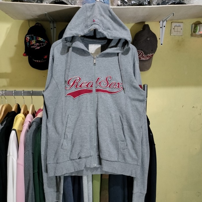 HOODIE ZIPPER MLB REDSOX LOGO BORDIR