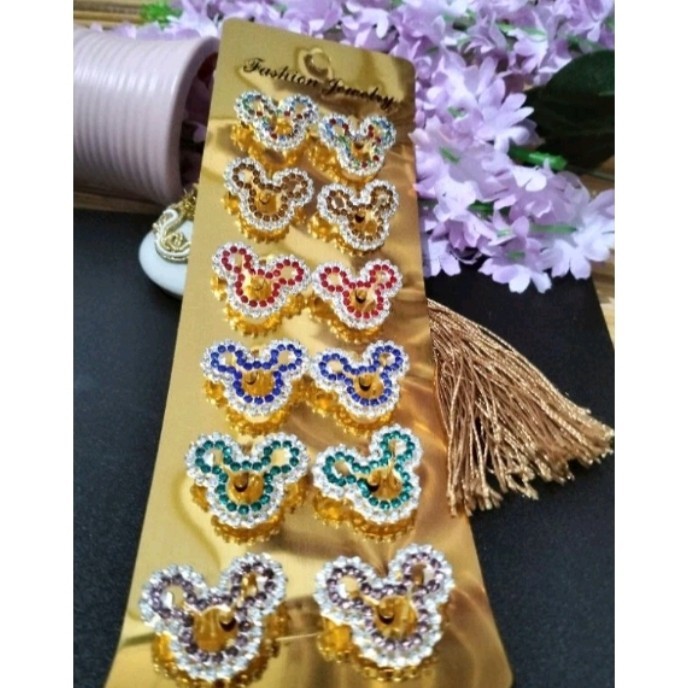 Pin - Bros Kerudung Mini Kepala Mickey/Bros Pin Mini/Grosir Per1Lusin(12Pcs)