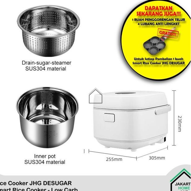 Smart Rice Cooker Less Sugar Low Carbo Jhg Ukuran Besar 5 Liter