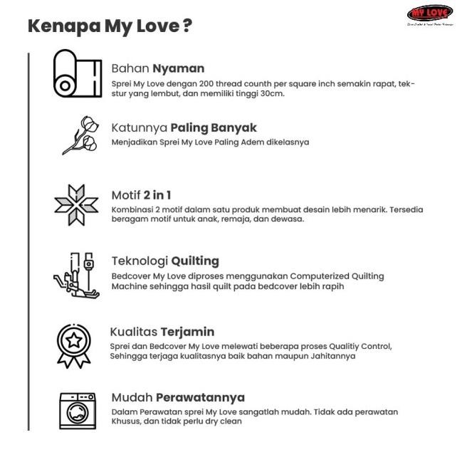 Bed Cover My Love 120X200 / Bedcover Set Single My Love 120200 T30