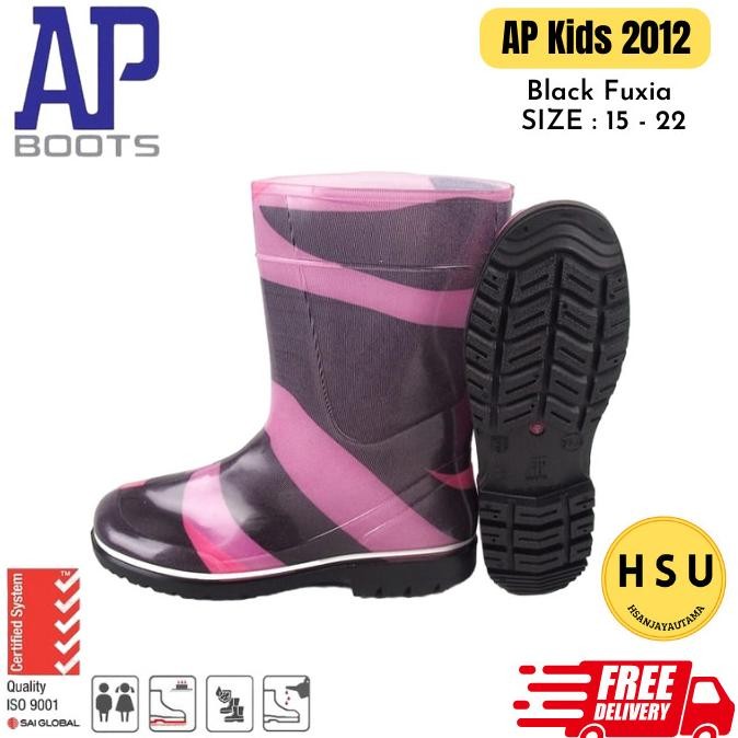 Sepatu Boots Anak Perempuan AP Kids 2012 Black Fuxia HS7