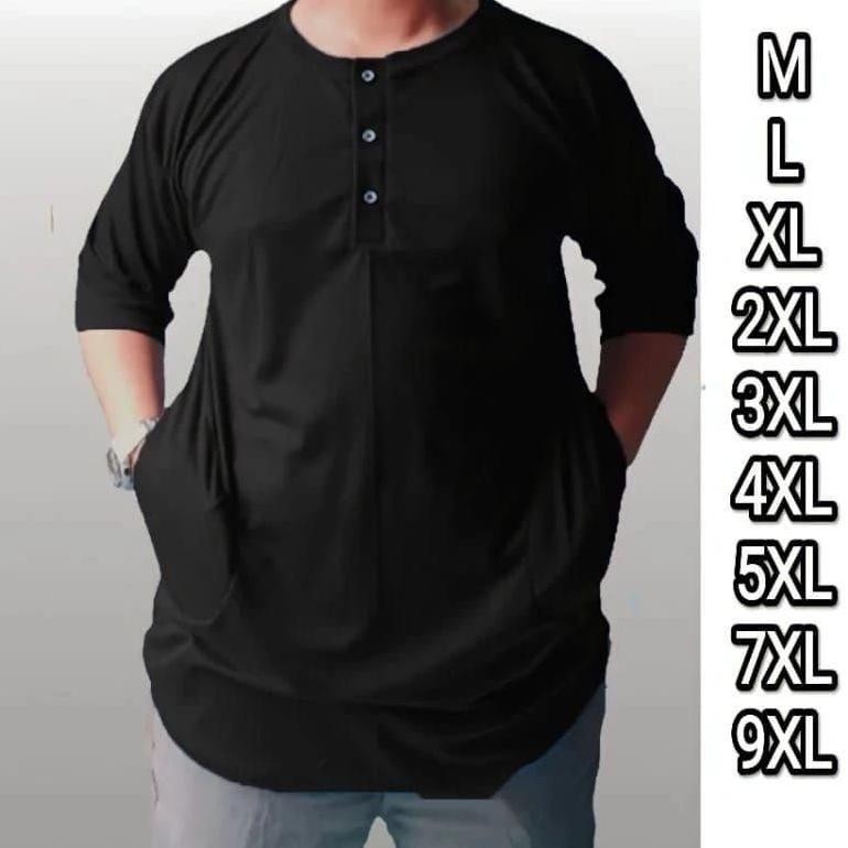 Baju Koko Kurta Polos Hitam Jumbo Murah A Xl Xxl Xxxl Baju Atasan Muslim Dewasa