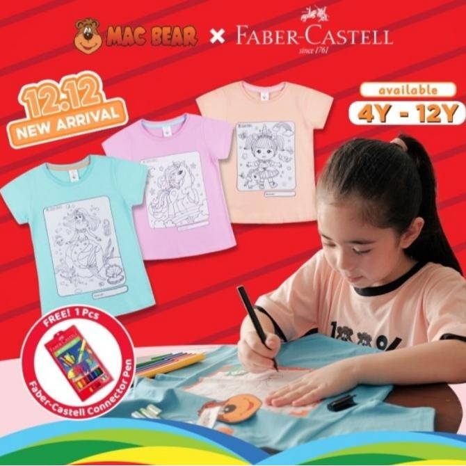 

''Terlaris" Kaos Kreatif Mewarnai Menggambar Free Faber Castell Macbear Murah