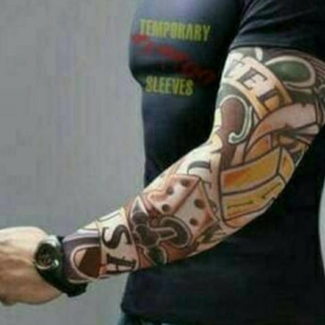 Manset Tangan Pria Tato Arm Slevee Tatto Lengan Manset Motor 1 Lusin