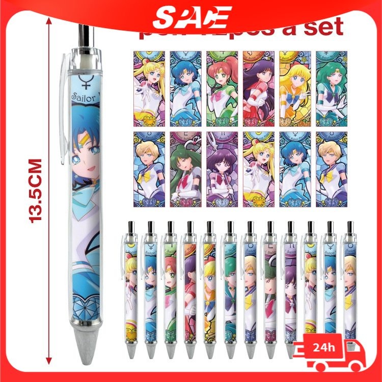 

[Stok Siap] Barang Dagangan Animasi Sailor Moon Set Pena Bolpoin Alat Tulis Cetak Kartun Gel (Set 12 pcs) |M245MrPa|