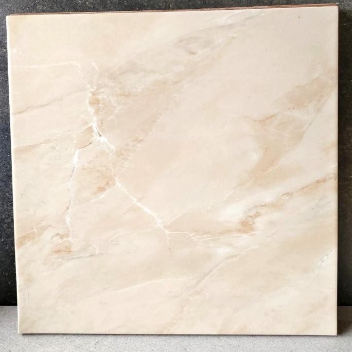 KERAMIK LANTAI 40X40 GLOSSY CREAM COKELAT MOTIF MARMER BS01