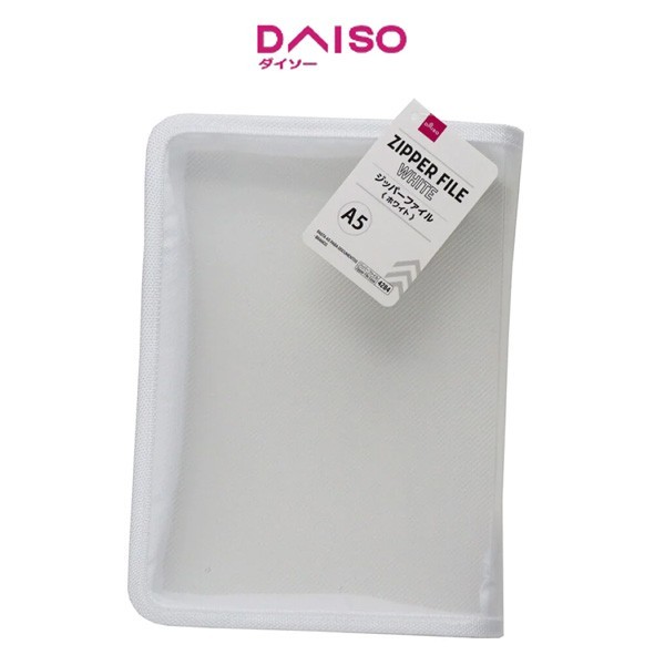 

Sale Daiso A5 Zipper File White
