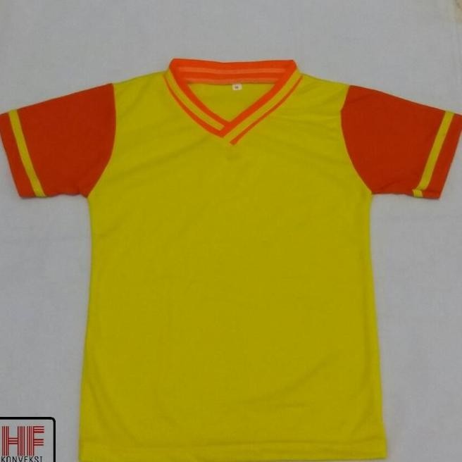 Baju Olahraga Anak/ Seragam Olahraga Tk Dek Kuning Oren Polos