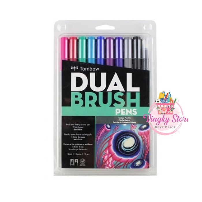 

T E R B A R U Dual Brush Pen Fine Tip Tombow Pallete Isi 10 Pcs inta Berbasis Air