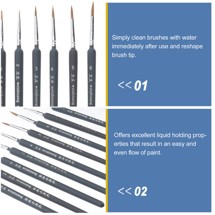 

T E R B A R U Professional Paint Brush Wolf Fine Painting Pen Nylon Hair Brush Sets Detail Painting