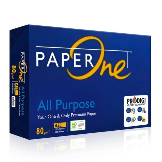 

BEBAS ONGKIR - KERTAS HVS A3 80 gram PAPER ONE / rim