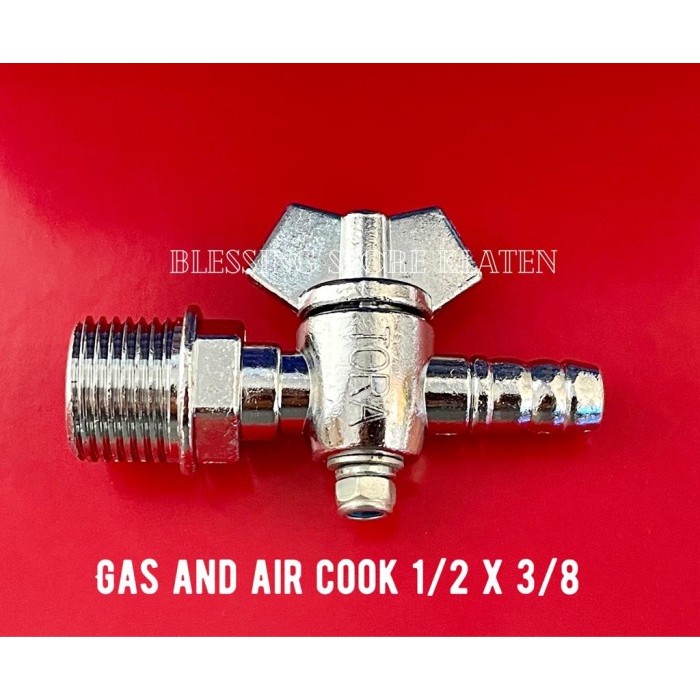((((()paling dicari] GAS AND AIR COCK / KRAN GAS DAN ANGIN 1/2" x 3/8" / KRAN TR G044 TORA