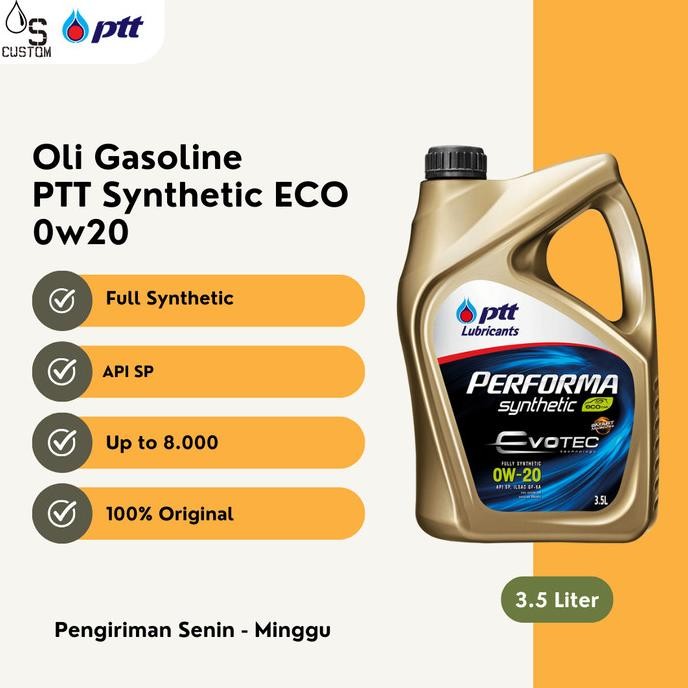 Perlengkapan Otomotif Ptt Performa Synthetic Eco 0W20 0W 20 3.5L Oli Mobil