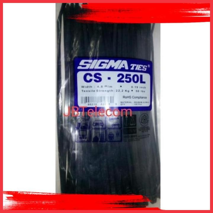 

(JBT) KABEL TIES/CABLE TIE SIGMA 250L HITAM/PUTIH ISI 100PCS