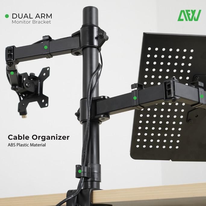 Bracket Monitor Dual Arm Monitor & Laptop Stand Afw - B01