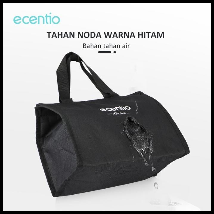 Ecentio Tas Tote Alumunium Foil Besar Hitam/ Tas Makan Siang Portabel