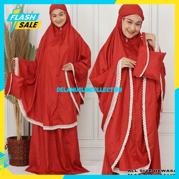 MUKENA PARASUT TRAVELING ALESYA ZEE RENDA KATUN ORIGINAL UKURAN DEWASA BY DELA MUSLIM COLLECTION FAV