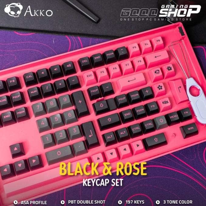 Pekan Promo Akko Black & Rose 197-Key Asa Profile - Keycap Set