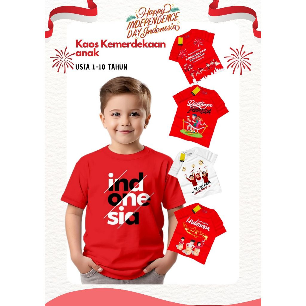 Kaos Anak baju kemerdekaan anak / kaos kemerdekaan anak / baju 17 agustus anak