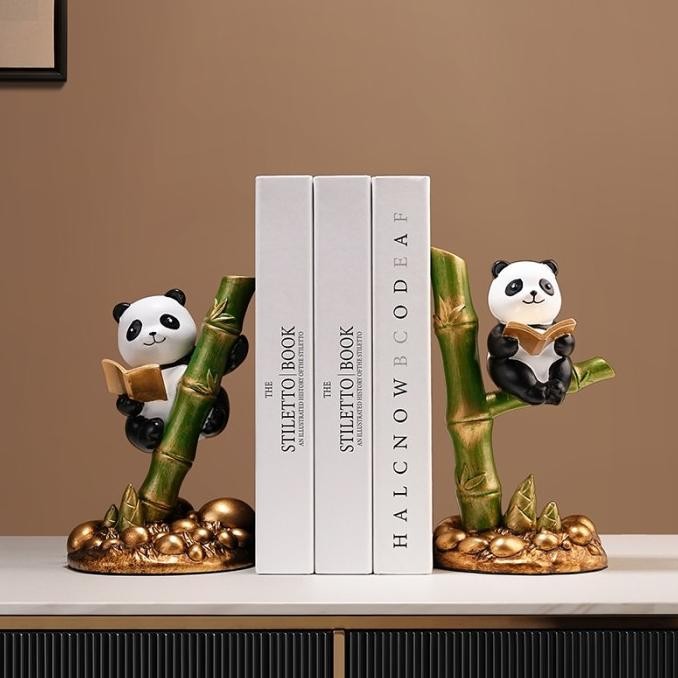 

PANDA BOOKENDS BAMBOO SERIES/ PEMBATAS BUKU HOME DECOR PAJANGAN UNIK MEWAH 2410T