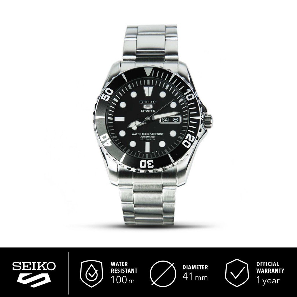 Jam Tangan Pria Seiko 5 Sports SNZF17K1 Sea Urchin Automatic 23J Black Dial 100M SNZF17 Original