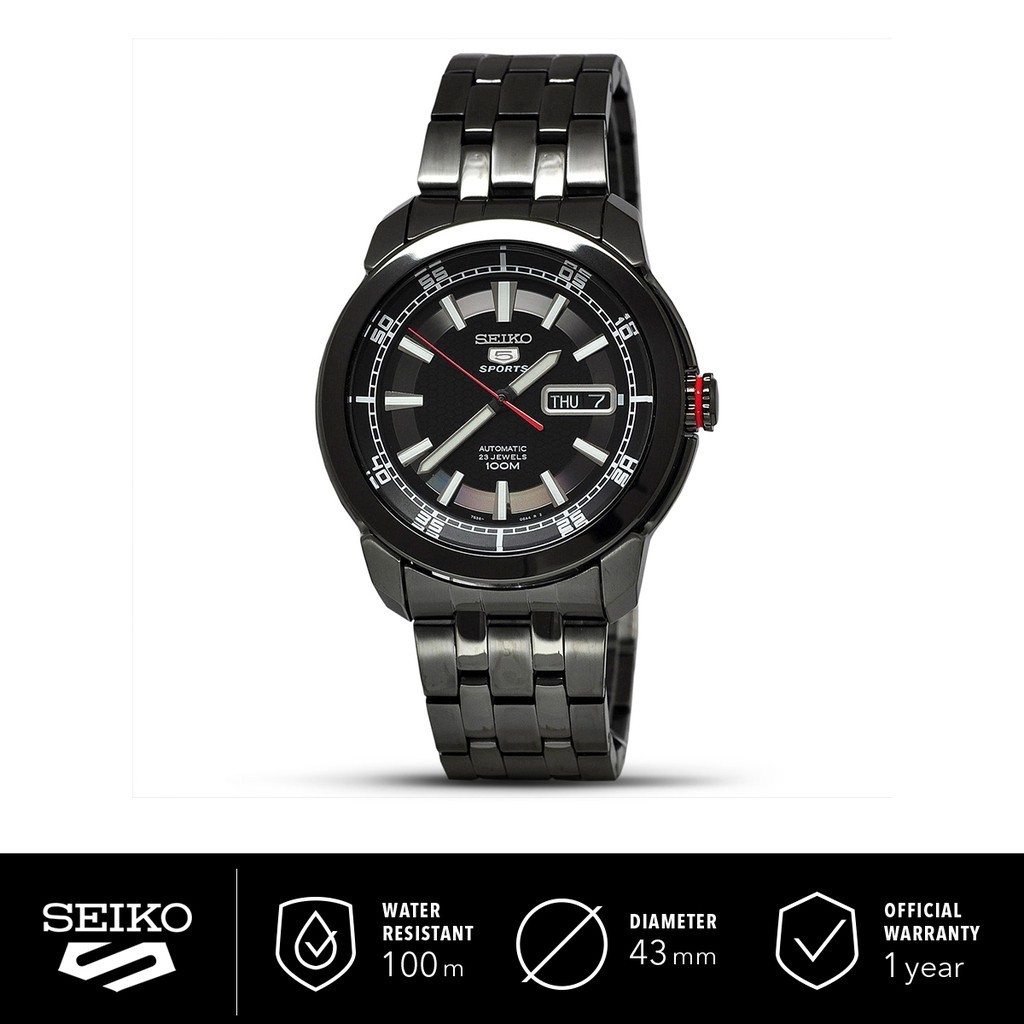 Jam Tangan Pria Seiko 5 Original Sports Automatic SNZH67K1 Black Bracelet