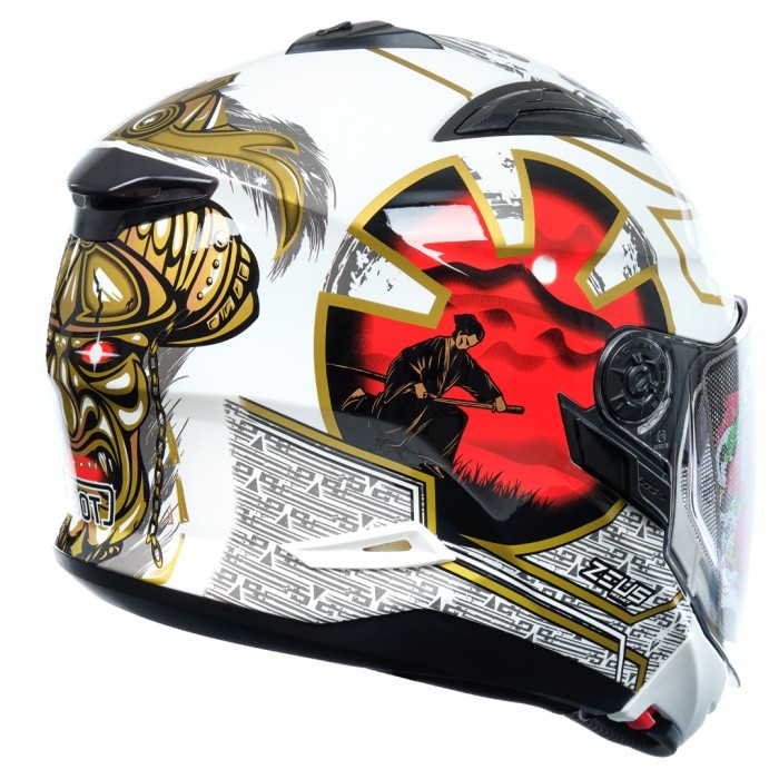 Zeus 613C Whi Aj20 Red Modular Double Visor (Bisa Dipasang Pet) Terbaru