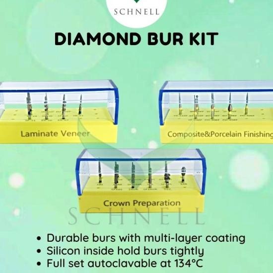 Dental Diamond Bur Kit Preparation/Diamond Bur Preparasi Set Kit