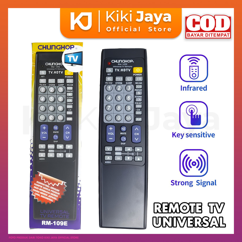 [KIKI] Remote TV Universal - RM-109E - Untuk Televisi LCD LED Tabung Plasma Semua Segala Merk Merek 