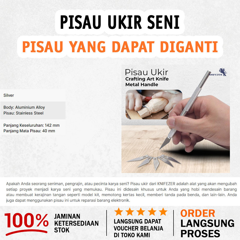 

[ADA GARANSI DISTRIBUTOR] PENA CUTTER / POTONG STIKER / PISAU UKIR SENI / METAL HANDLE 4 PCS BLADE