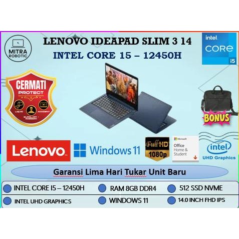 Laptop Lenovo Ideapad Slim 3I 14 Intel I5 1235U 16Gb 512Ssd Iris Xe Diskon Pekan Ini
