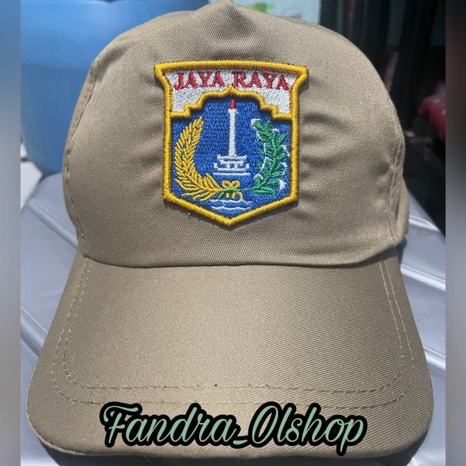 Topi PNS Pemda DKI Jayaraya Golongan 3 Bordir Timbul 3D Warna Khaki KOKO