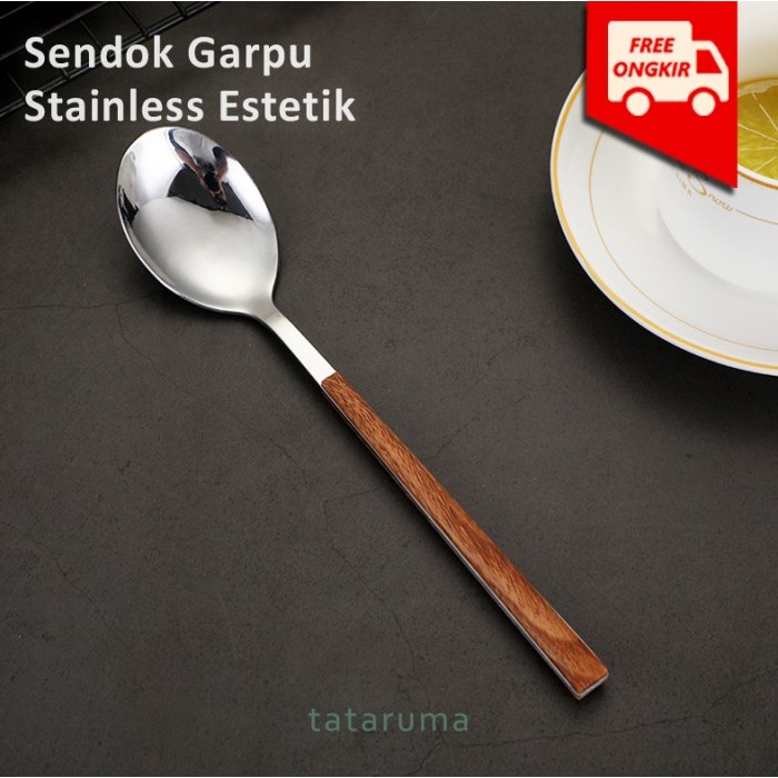 Choko Sendok Garpu - Cutlery Set Stainless Kayu Estetik
