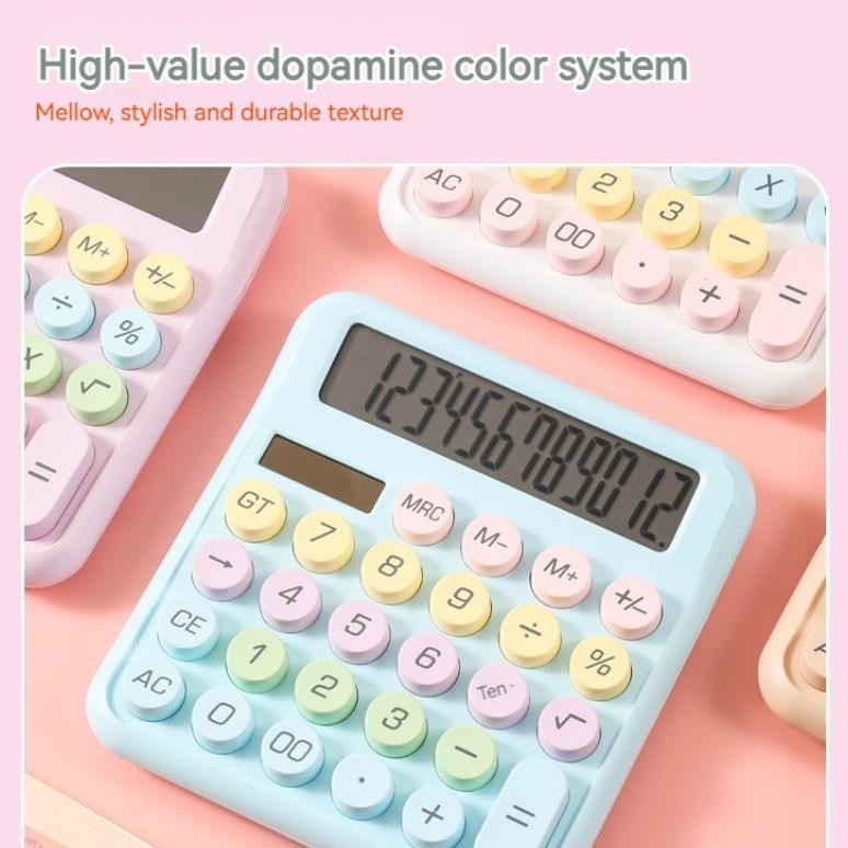 

jy-6 Penjual LokalBesar Keyboard Calculator Kalkulator Tenaga Surya 12 digit Layar ultra lebar Macaron Multicolor Pastel Kalkulator Original