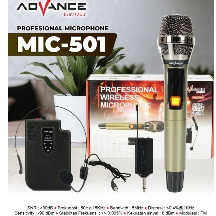 Microfon Wireless Mic Advance Microphone Mic-501 Wireless Mircophone Mikrofon Bluetooth Usb