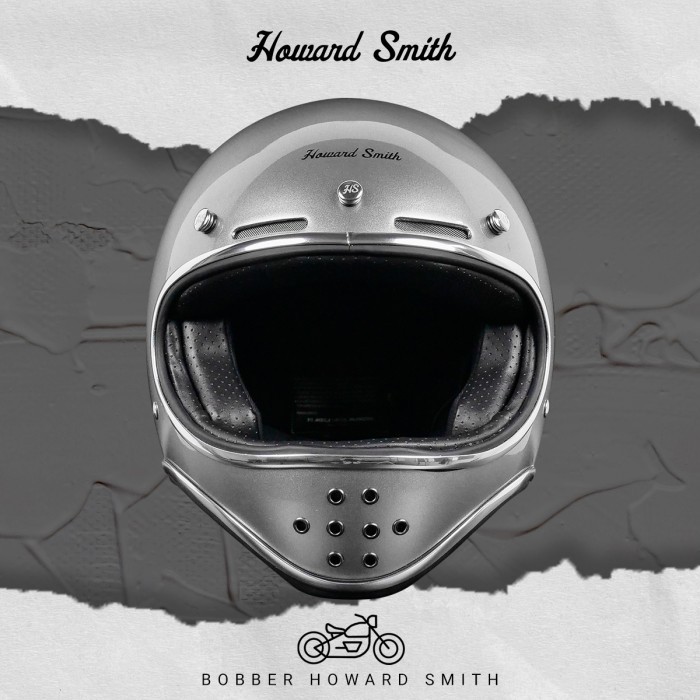 Howard Smith Bobber Retro Helm Full Face - Silver Met