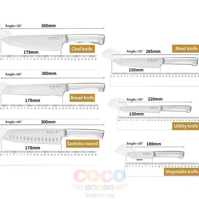 SMEG Knife Set Seven-piece Stainless Steel Celebrity Style Ready