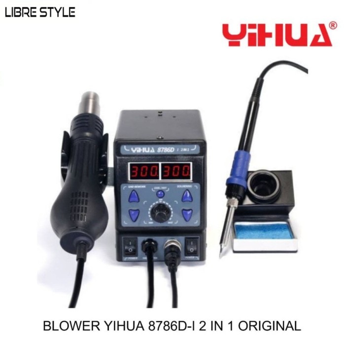 newstok!! Yihua 8786D-I Solder Uap / Hot Air Gun 8786D-I / Blower 2 IN 1 Origina