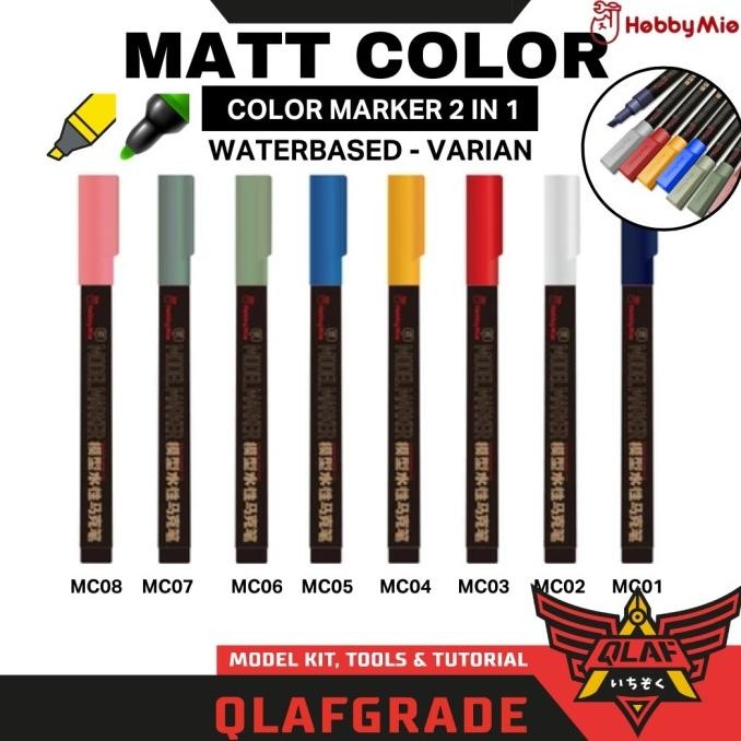 

New Arrival Marker Matt Color 2 In 1 Hobby Mio Waterbased - Spidol Warna Black White Red Green Doff Matt Matte Gundam Figure Statue Repair Touch Up Coating Gloss Ujung Tip Lancip Varian