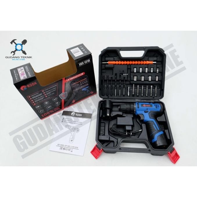 Bor Cordless Edon LV3 1210 / Mesin Bor Baterai Edon 12V Cordless Drill