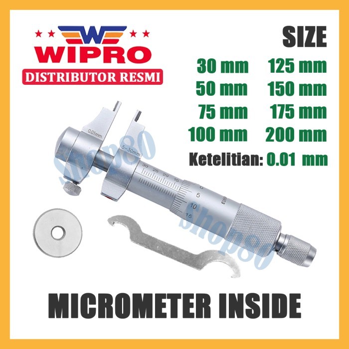 

newgan!! Wipro Micrometer Sekrup Inside Dalam 30 50 75 100 125 150 175 200 mm